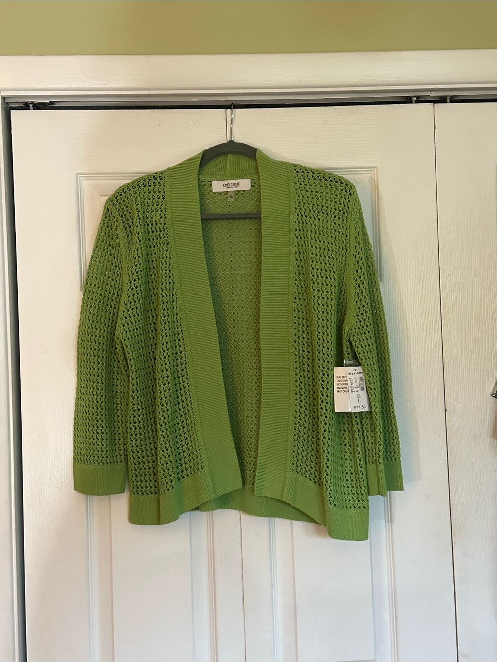 Jones Studio Open-Weave Cardigan in Bright Green